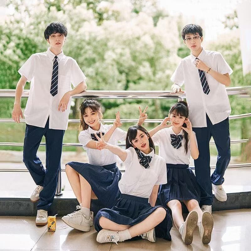 Sapphire Crown Graduation Season Class Shirt Summer School Uniform for Middle and High School Students Group Choir Performance Short Sleeve