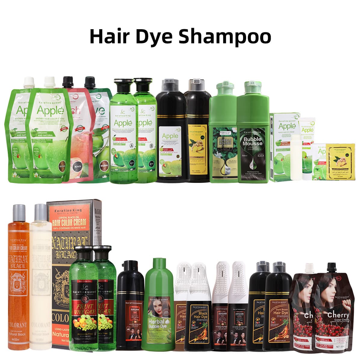Cross-border Herbal Hair Dye Black Oil Plant Bubble Dye Covers Gray Hair Non-stick Scalp Hair Dye Shampoo