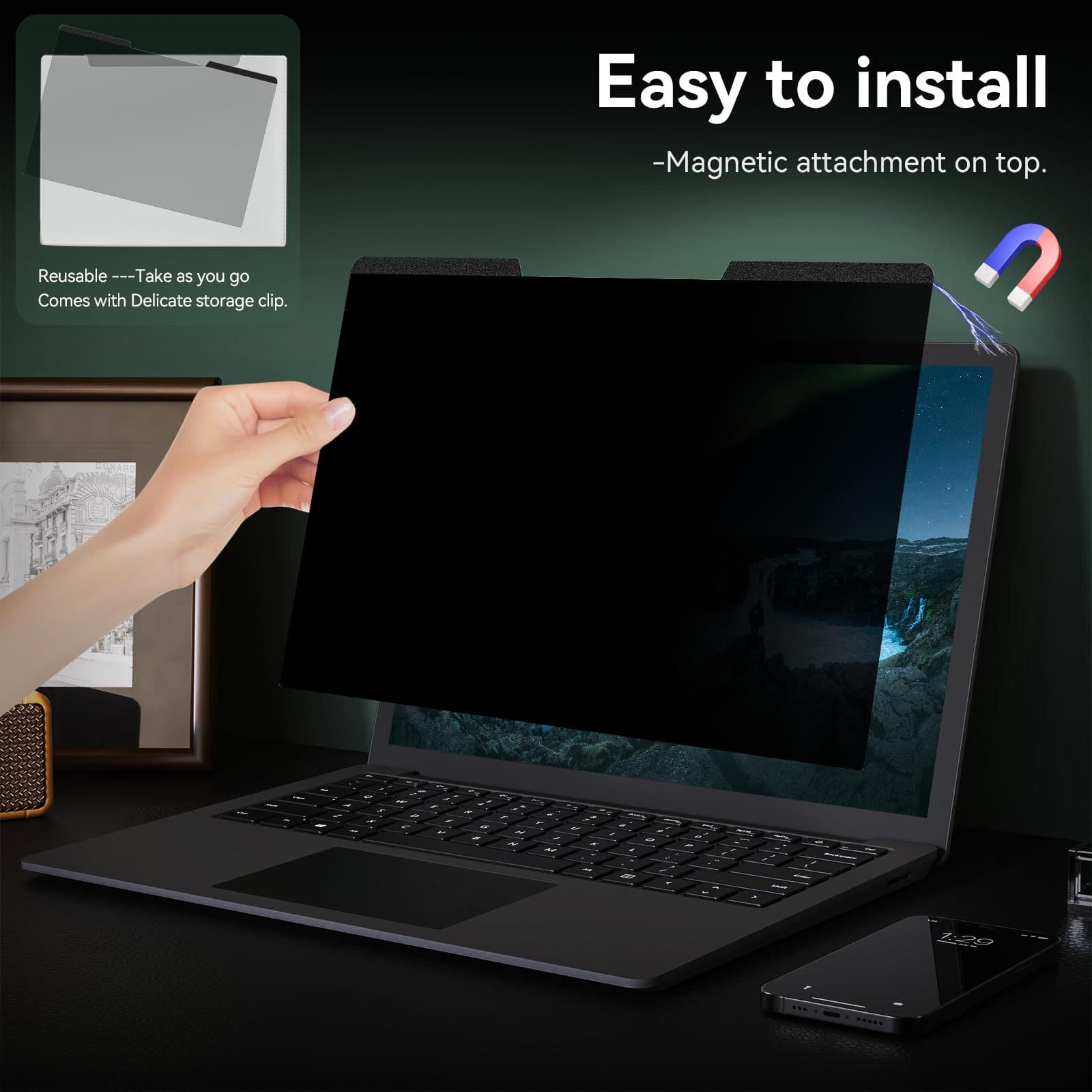 Magnetic 180° Anti-Blue Light Privacy Screen for Lenovo, ASUS, HP Laptops