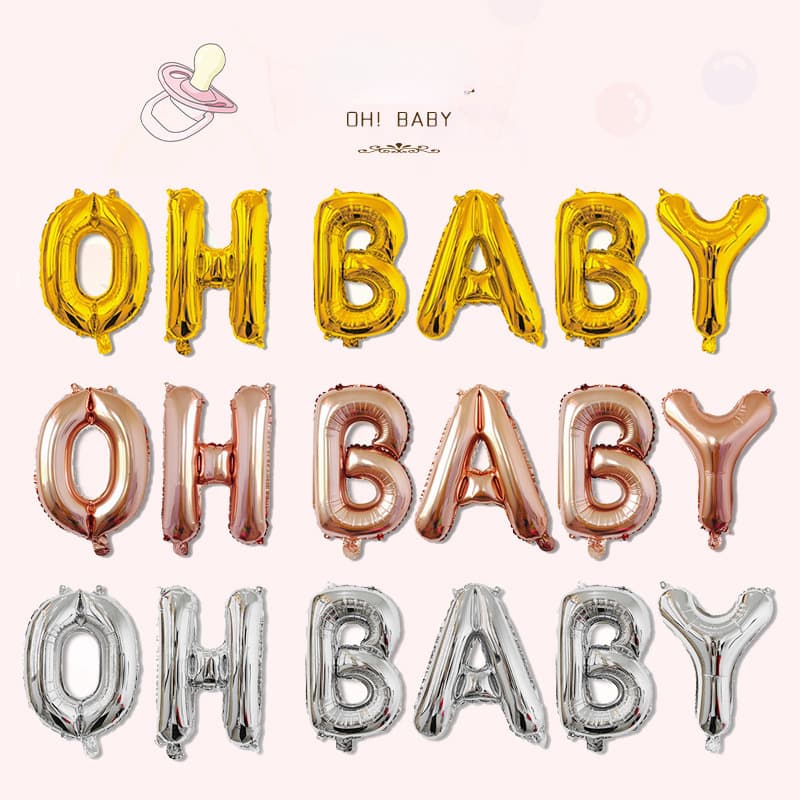 Cross-Border Ohbaby Aluminum Film Balloon Baby Birthday Decoration Set Gender Reveal Babyshower Party Essential