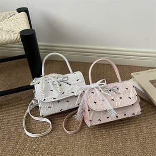 Korean Style Small Bow Bag Women 2026 New Shoulder Crossbody Bag High-End Polka Dot Handheld Small Square Bag