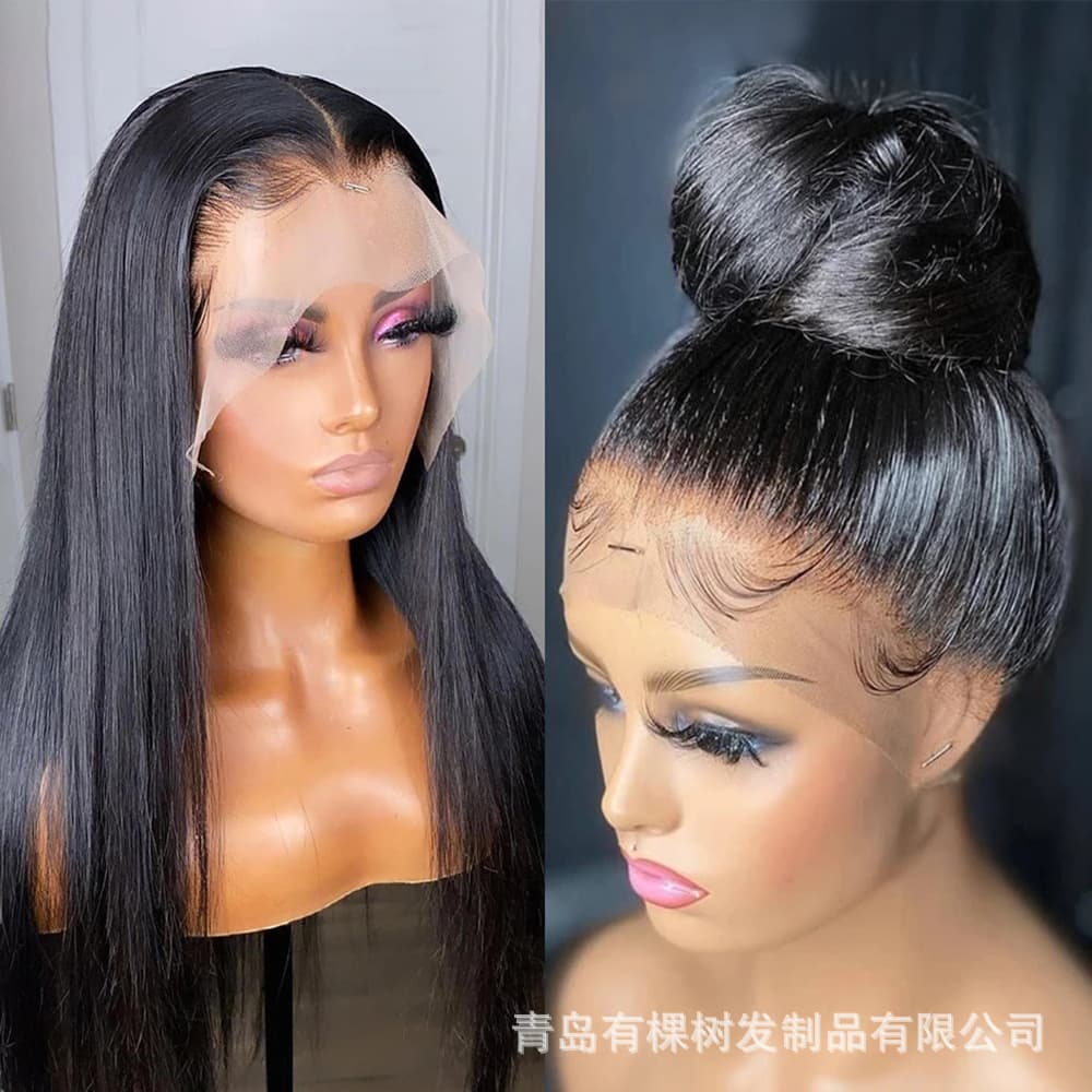 Women's Long Straight Wig with Small Lace, Middle Part, Black Synthetic Fiber, High-Temperature Fiber, Long Wig, Wholesale, Side Bangs