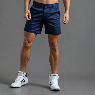 Summer Men's Cotton Casual Shorts, Mid-Rise Straight Leg Slim Fit 5-Inch Shorts, Multiple Colors, Breathable Athletic Shorts