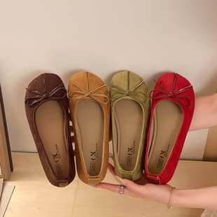 Korean Retro Flat Mary Jane Shoes for Women, Autumn New Arrival, Suede Round-Toe Low-Cut Flat Shoes, Soft Sole Grandma Shoes