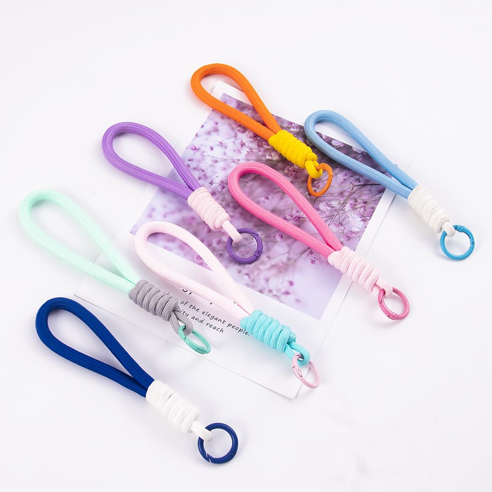 New Style Short Mobile Phone Lanyard, Color-Blocked Knotted Braided Lanyard, Keychain Braided Lanyard, Anti-Lost Hanging Rope 15cm