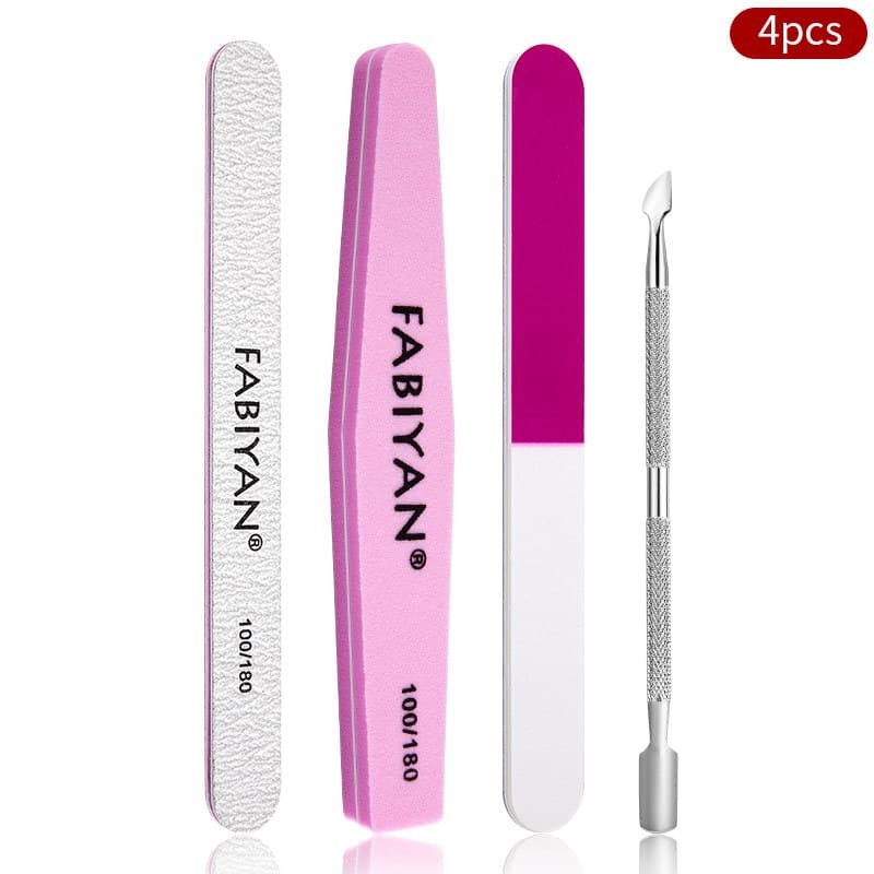 Nail Tool Kit Set with Nail File, Polishing Block, Stainless Steel Cuticle Nipper, Cuticle Pusher, and Nail Remover Tools