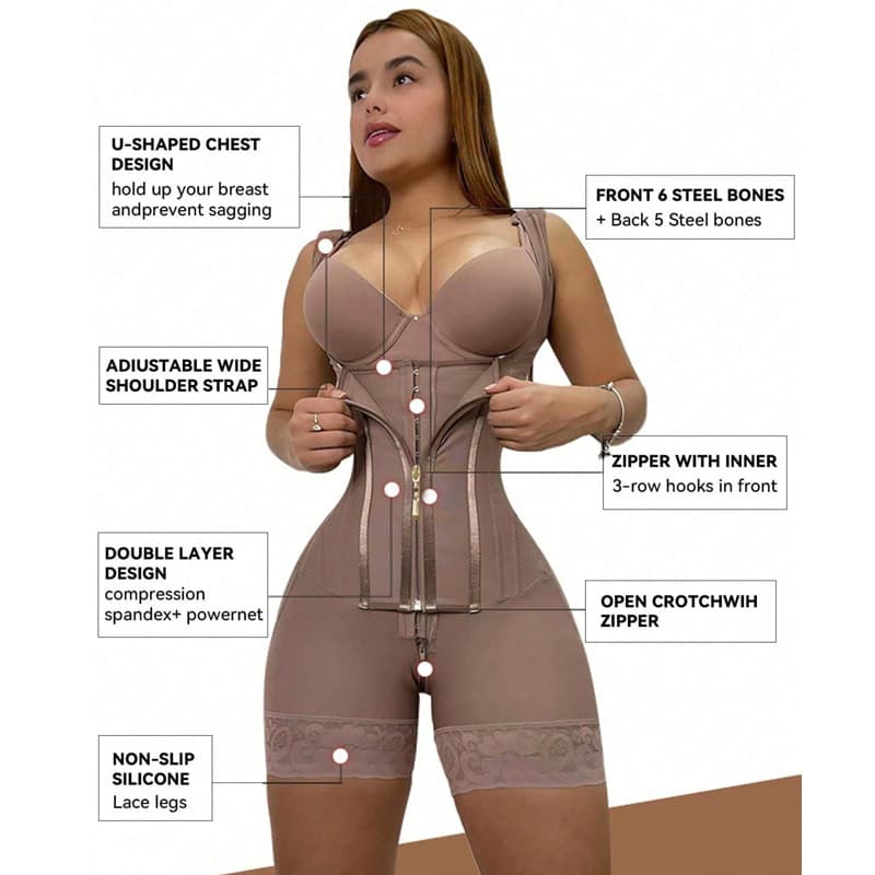 New Cross-Border Plus Size Bodysuit with Waist Shaping, Hip Lifting, Wide Shoulder Straps, Hourglass Waist Cincher, Chest Support, Firming Shapewear Wholesale