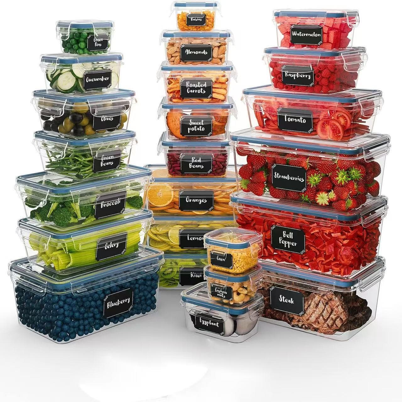 Cross Border 24 Piece Set Preservation Box For Food Storage Room And Kitchen Organize Lunch Box Sealed Plastic Container