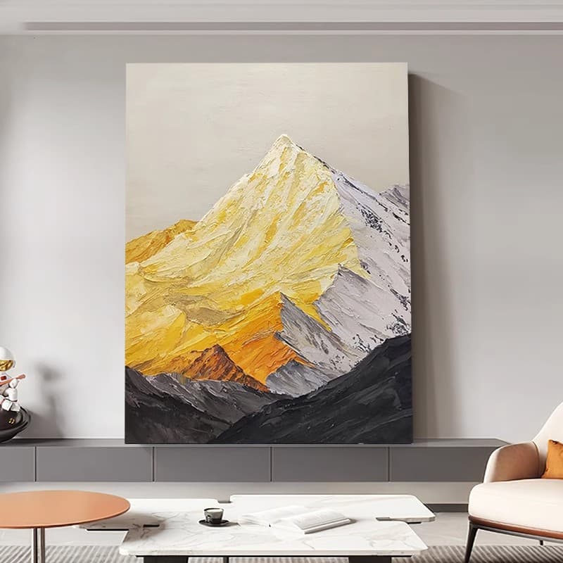 Hand-Painted Oil Back to Gold Mountain Textured Wall Art Modern Minimalist Corridor Entryway Large Mural