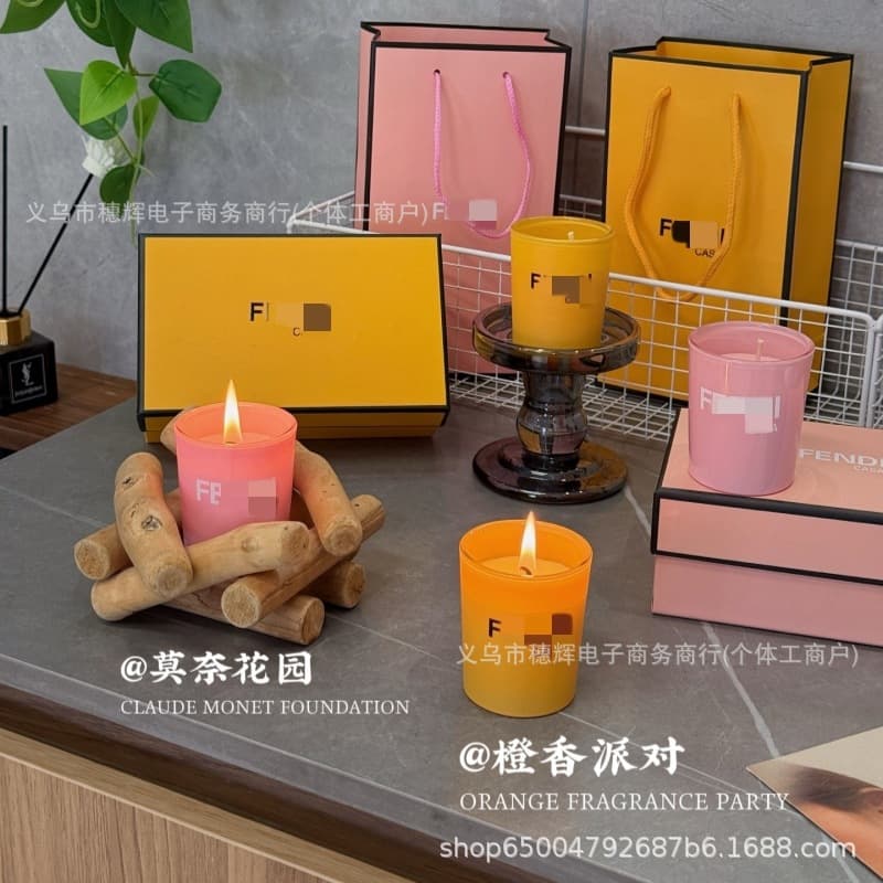 F Fen scented candle two-piece set with long-lasting fragrance, high appearance and atmosphere, candlelight ornaments, holiday souvenir gift box