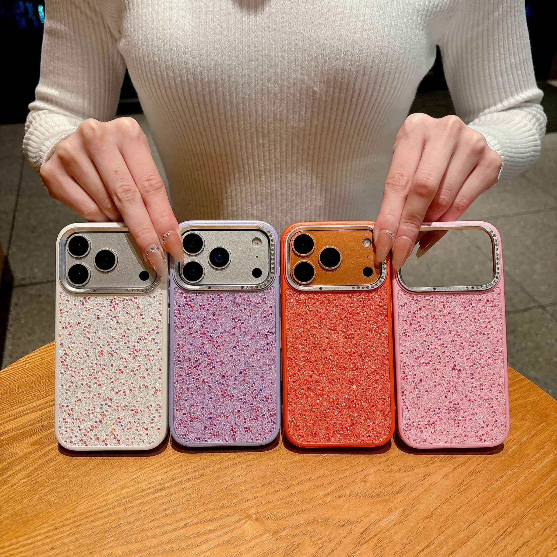 Compatible with iPhone 17 Pro Max Case, Apple 16 Diamond-Studded Frosted Fashion Light Luxury 15 PRO Protective Cover