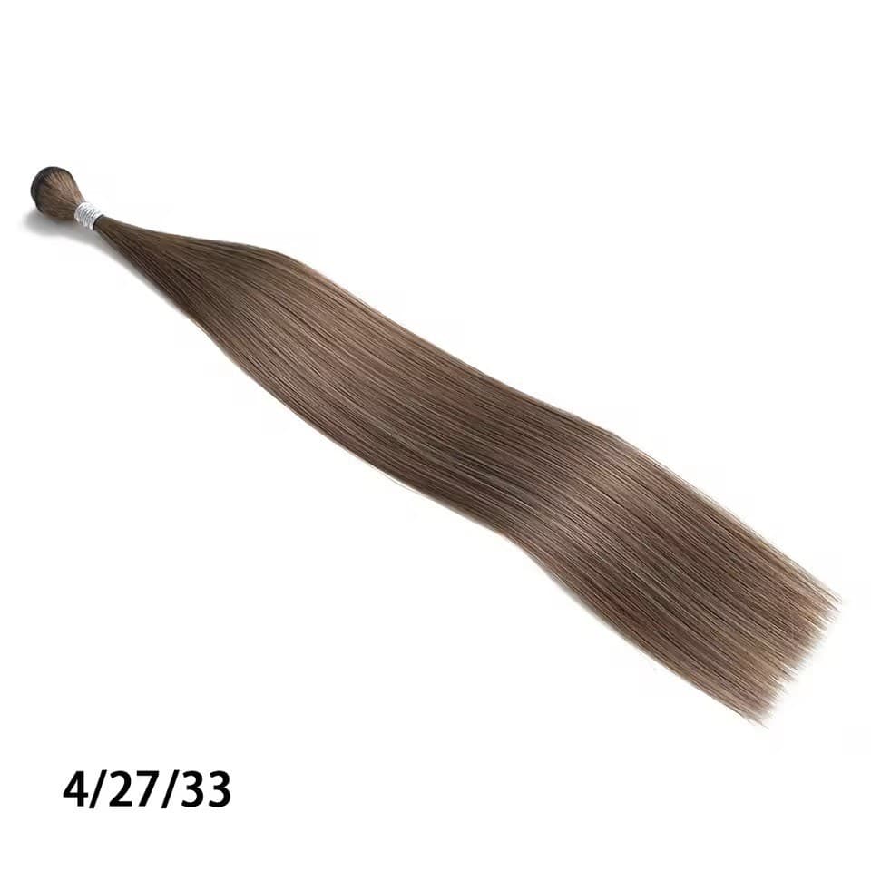 22/26/30 Inch Synthetic Brown Straight Hair Bundles Long Straight Blonde Heat Resistant Fashion Wig for Women