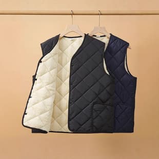 Autumn/Winter Middle-Aged and Elderly Men's Quilted Cotton Vest with Fleece Lining, Lightweight Inner/Outer Wear, Lamb Fleece Inner Lining, Wholesale