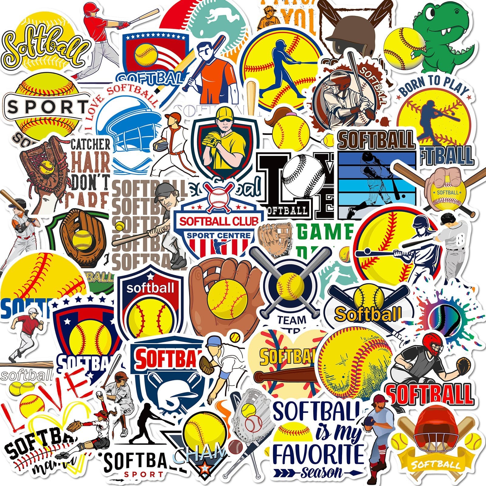 50 Yellow Baseball Stickers Cross-border Softball Stickers Skateboard Guitar Luggage Waterproof Stickers