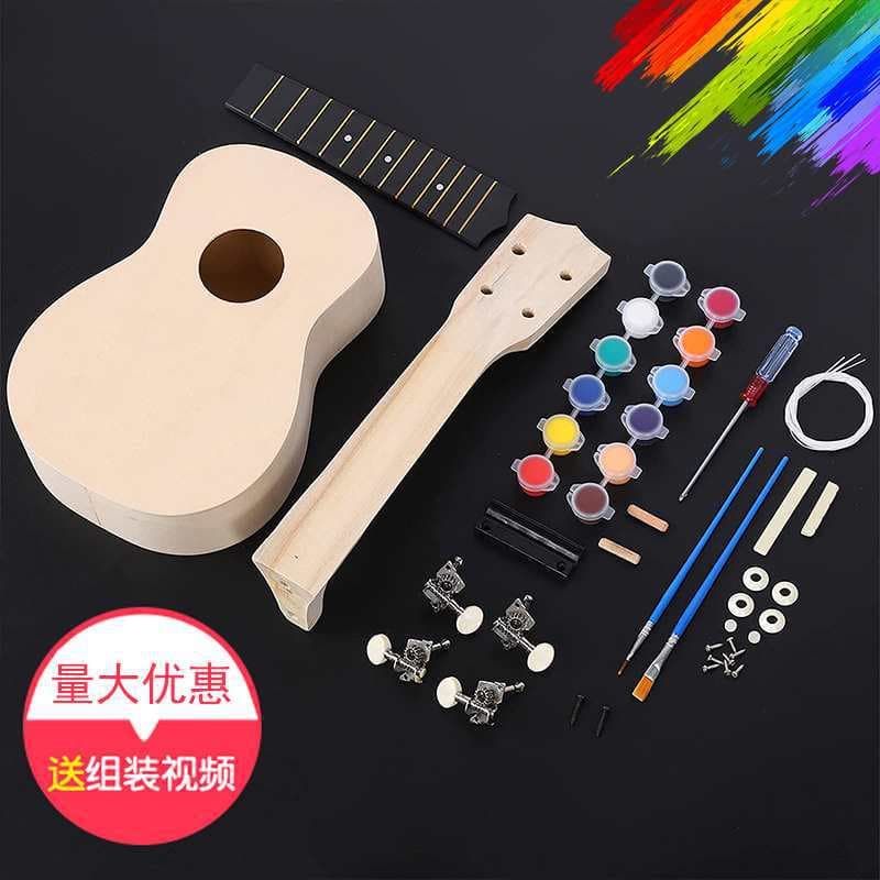 DIY Ukulele Handcraft Assembly Kit with Materials for Beginners, Children's Self-Making Activities, and Icebreaking