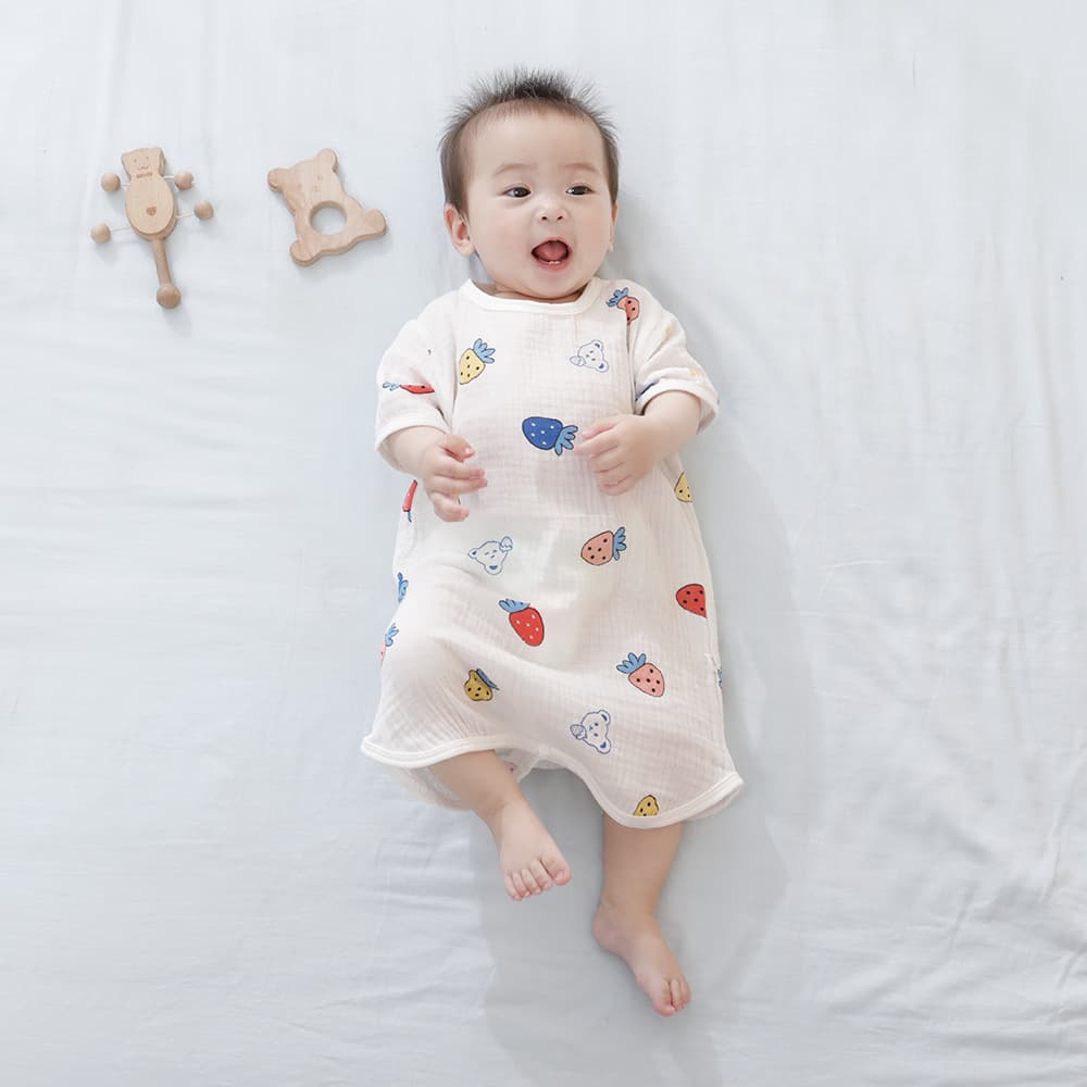 Baby Sleep Robe, Infant Onesie Pajamas, Summer Thin Gauze, Boys Girls Sleep Dress, A-Class Pure Cotton Cartoon Sleep Dress