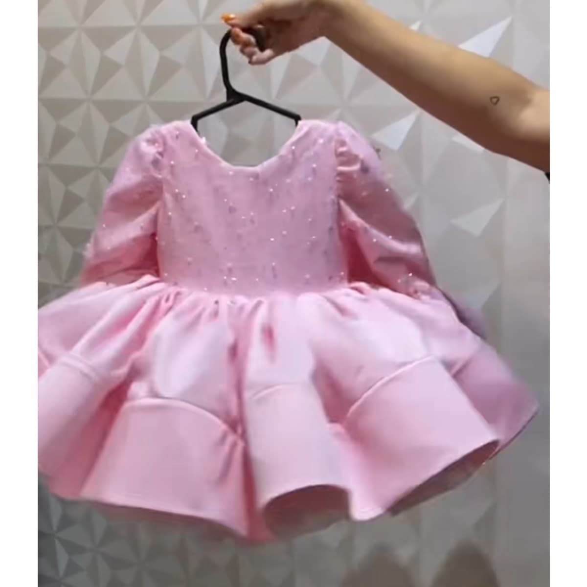Banquet light luxury pink baby girl's first birthday dress big bow sweet princess dress girl dress tutu skirt