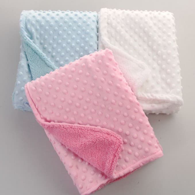 Bubble Blanket Baby Stroller Blanket Baby Going Out Wrap Blanket Double Layer Warm Solid Color Pressed Bubble Blanket Soft