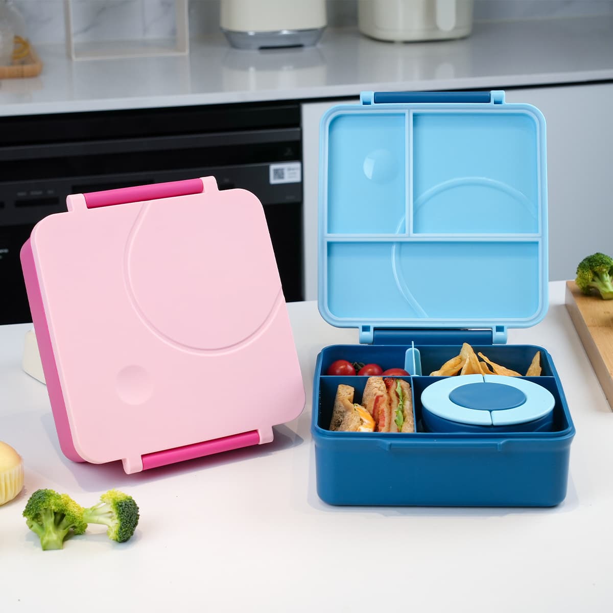Cross-border Bento Box Stainless Steel Bowl Lunch Box Plastic Container Microwaveable Compartment Bento Kids Lunch Box