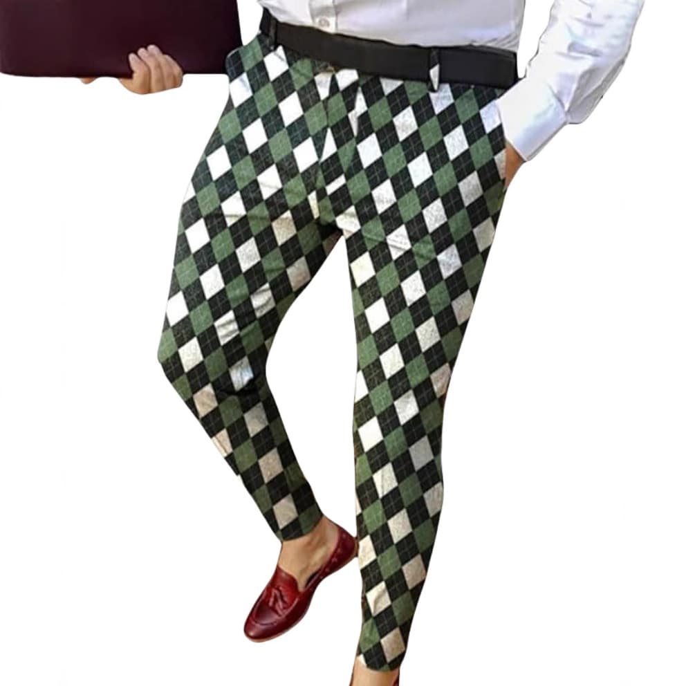 Foreign trade spring new style mid-waist casual pants men's trousers digital printing slim pants men's straight pants