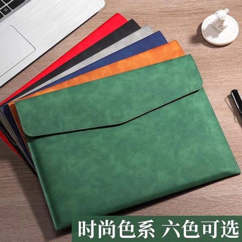 Leather A4 Document Folder, File Bag for Business Papers, Cross-border with Custom Logo Printing, Wholesale