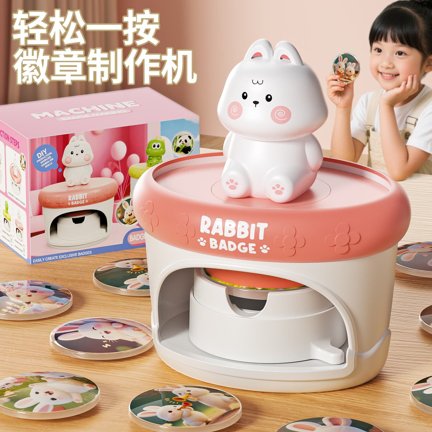 New Baji badge machine toy DIY children's badge badge making machine primary school students' homemade badge pins