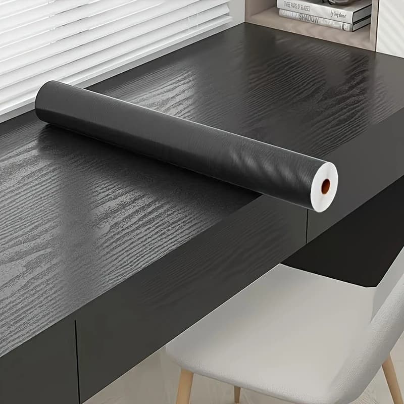 Extra Thick Wood Grain Desktop Sticker Waterproof Oil-Proof Heat-Resistant Self-Adhesive Wallpaper for Cabinet Office Desk Furniture Renovation Table Cover