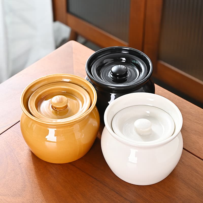 Ceramic Clay Pot with Lid for Double-Boiling, Sha County Snack Style Single Serving Soup Container for Commercial/Home Use