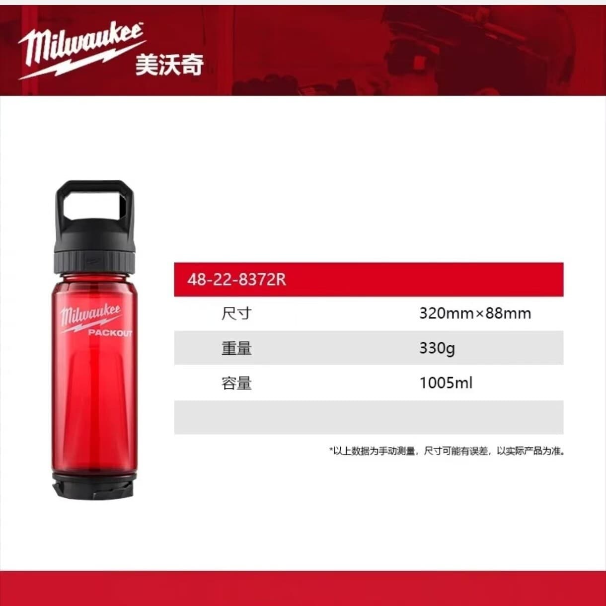 Milwaukee PACKOUT 739ml Red Clear Plastic Cup 48-22-8372R