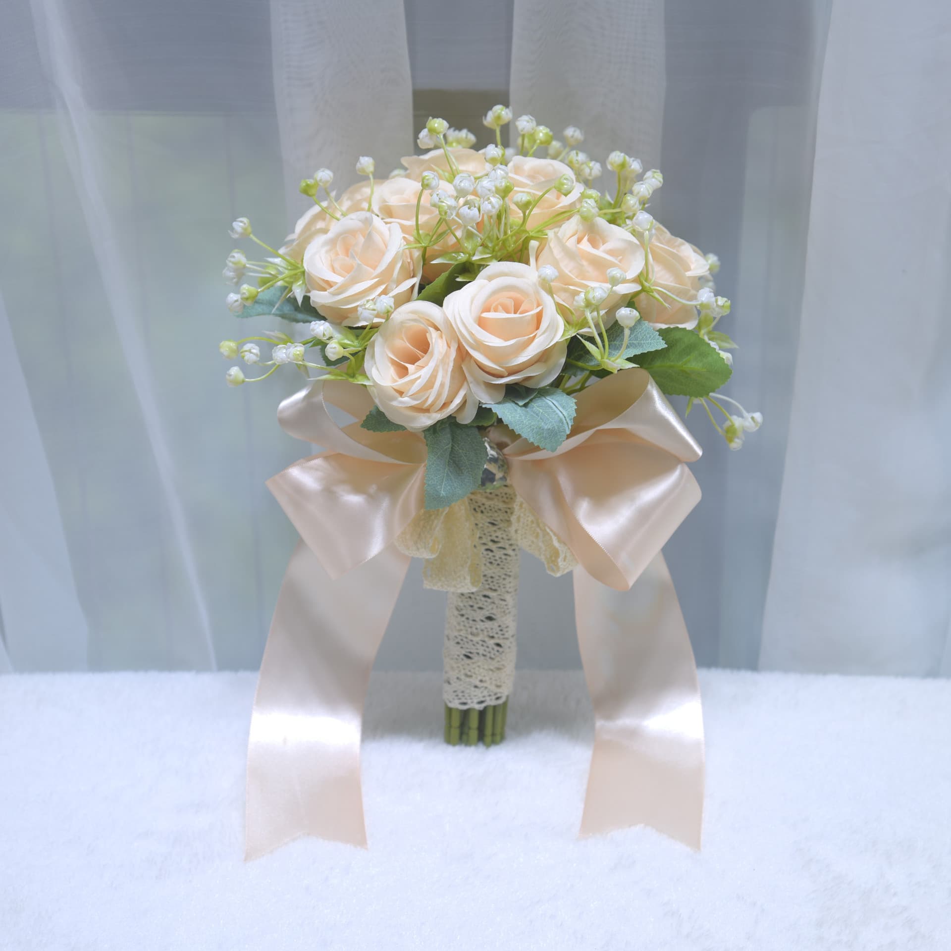186 bride Korean style wedding bouquet wedding certificate simulation flower wedding photo props bow bouquet