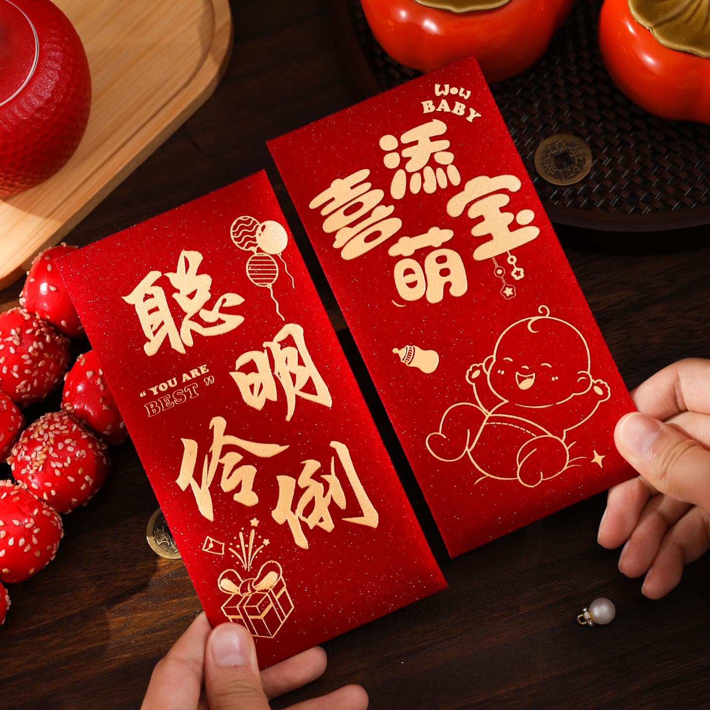 New Hard Shell Frosted Smart Red Envelope for Baby Full Moon, Newborn 100 Days Celebration