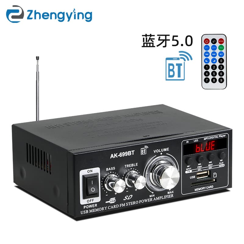 AK-699D New Bluetooth Mini Amplifier with Card/USB Playback, FM Radio, DC 12V/220V Amplifier for Wholesale