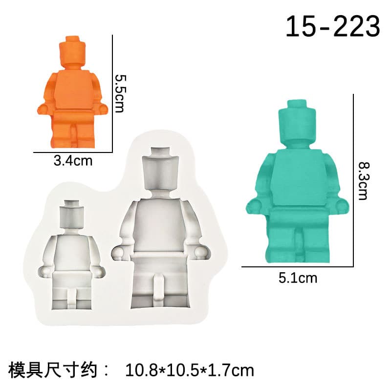 Lego Robot Fondant Silicone Mold Building Block Silicone Fondant Mold Children's Clay Silicone Mold