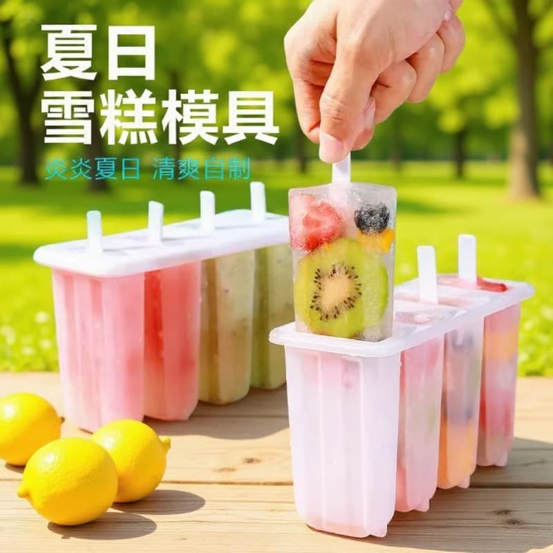 Ice Pop Mold for Home Use, Summer DIY Popsicle Maker, Freeze Fruit Ice Cubes, Food-Grade with Lid