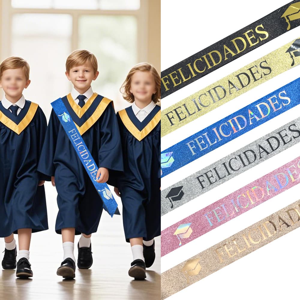 FELICIDADES Kids Graduation Mini Sash Spanish Graduation Stole Party Photo Prop Accessory