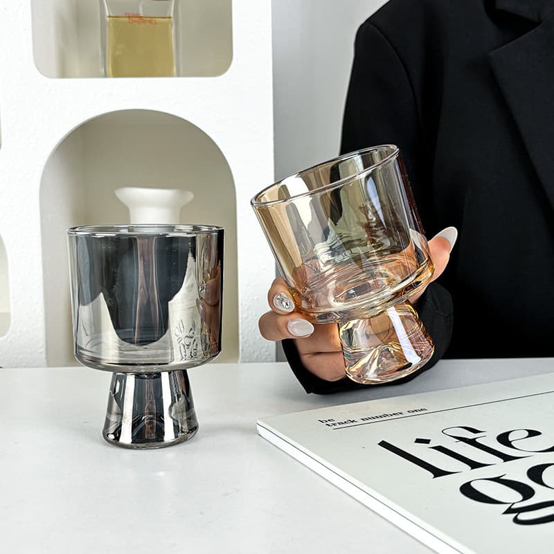 Trendy Instagram Coffee Cup French Style Hot Red Wine Glass High Aesthetic Glass Goblet Ice Cream Cup Latte Cup