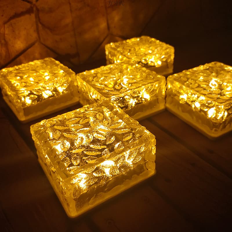 Solar Outdoor Courtyard Light Waterproof Layout Garden Lawn In-ground Light Balcony Atmosphere LED Home Ice Brick Lamp