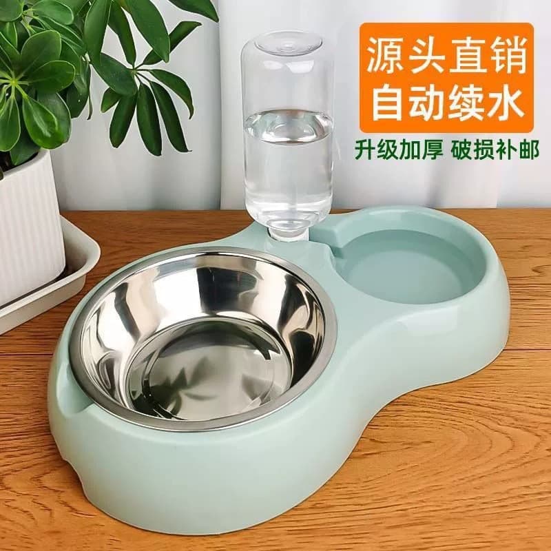 Cat Bowl Automatic Feeder and Water Dispenser Two-In-One Cat Bowl Dog Bowl Non-Slip Circulating Flow Cat Pet Supplies