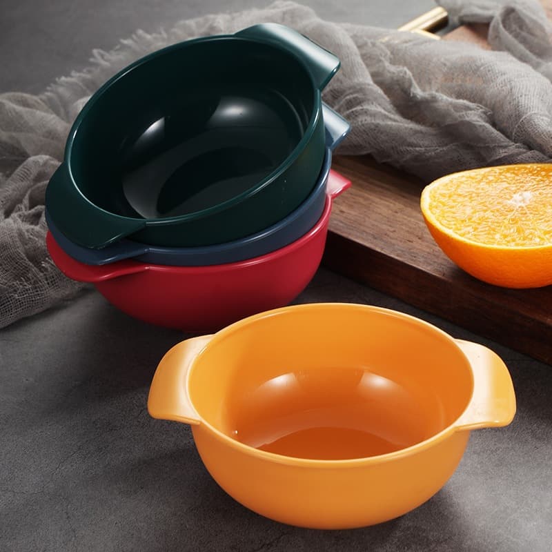 Dormitory plastic instant noodle bowl ramen bowl Nordic style rice bowl binaural salad bowl home dessert bowl soup bowl