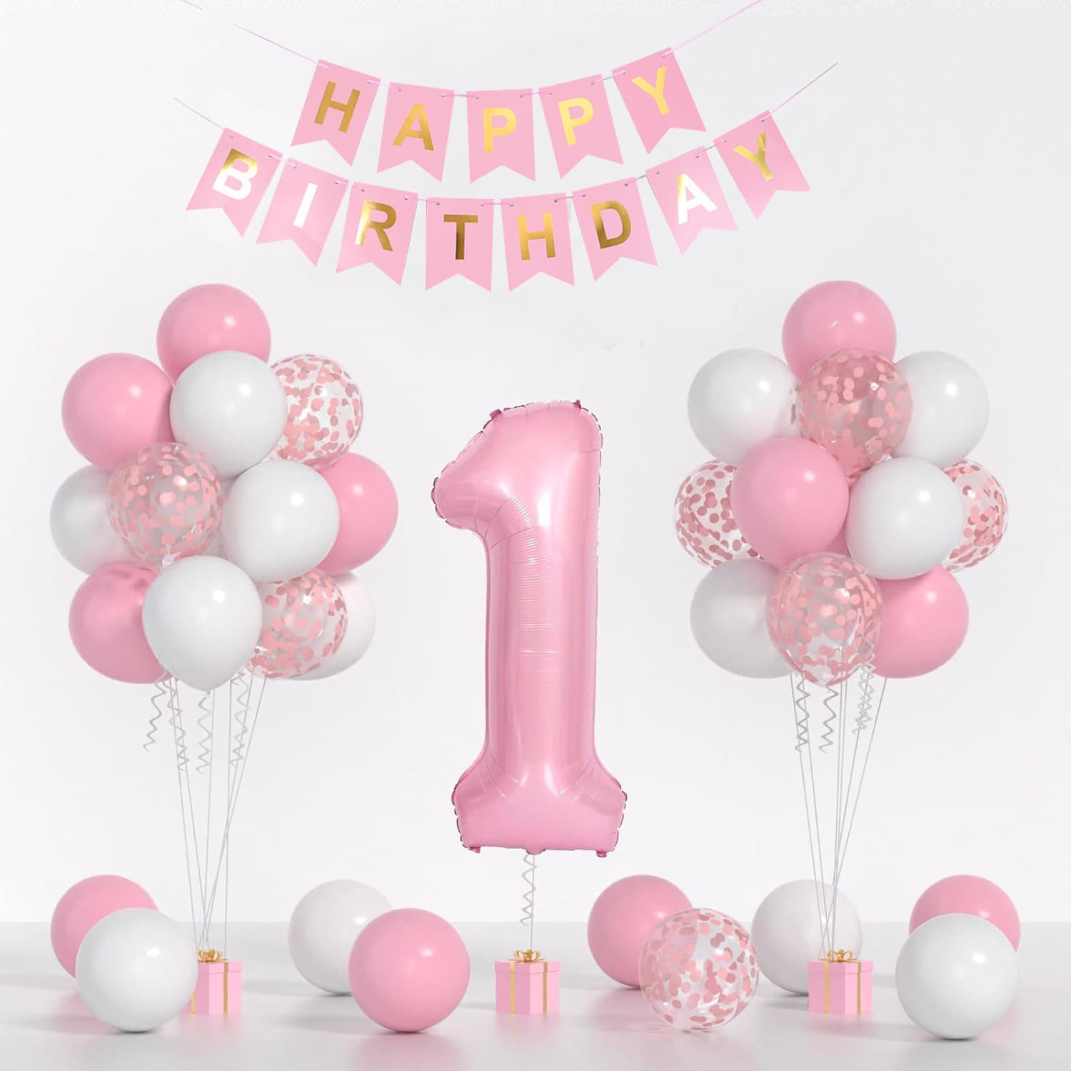 Cross-Border Boy and Girl Birthday Balloon Set Baby First Birthday Banner Background Gender Reveal Decoration Inflatable