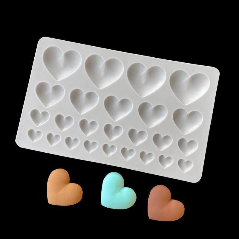 Multi-Cavity Heart Silicone Molds for Fondant Cakes, Desserts, Chocolate Decorations, and Creative Baking