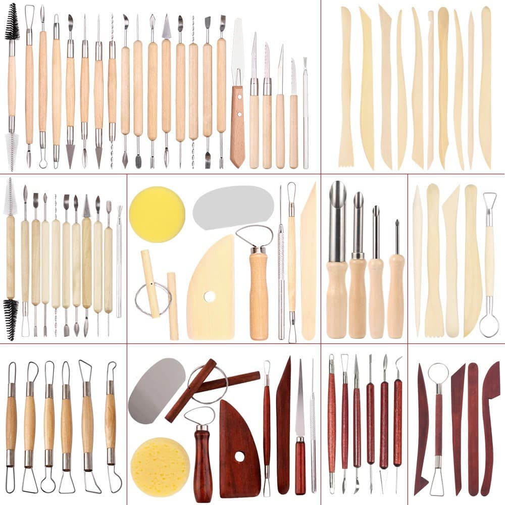 Factory Direct Cross-Border Clay Tools Wooden DIY Handmade Pottery Printing Mold Sculpting Shaping Soft Clay Tools