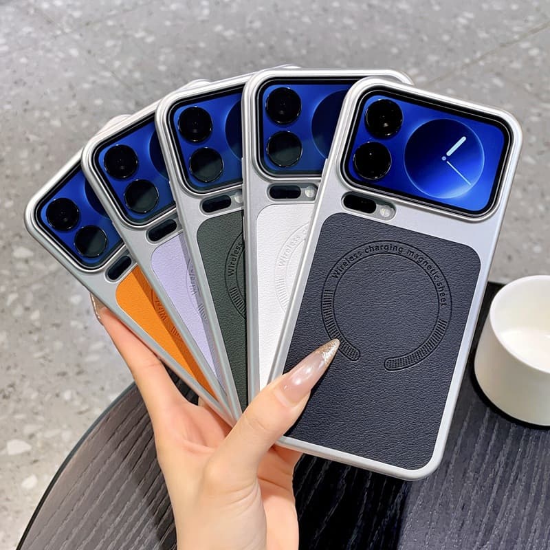 For Xiaomi 17 Pro Max Leatherette Texture Magnetic Phone Case, Instant Titanium Silver Redmi K90 Pro Max Protective Cover