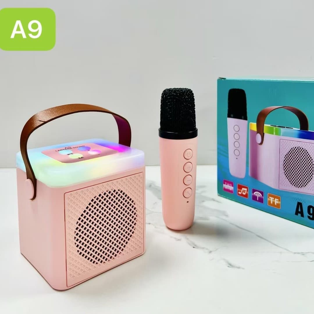 Y1 A9 Colorful K Song Speaker Children's Single/Dual Mic Bluetooth Speaker All-in-One KTV Audio
