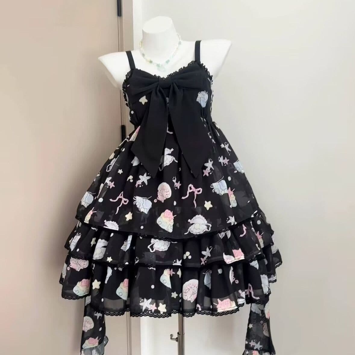 Korean-style Lace Trim Girls Korean Version Dress for Older Children Summer New Bowknot Shell Versatile Sleeveless Dress