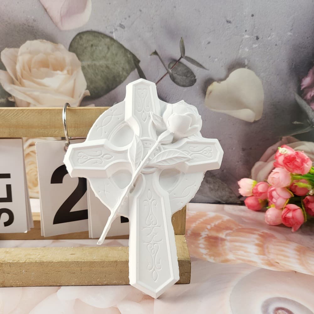 X0113 Rose Cross Crystal Epoxy Wall Decoration Mold, Wall Hanging DIY Silicone Mold