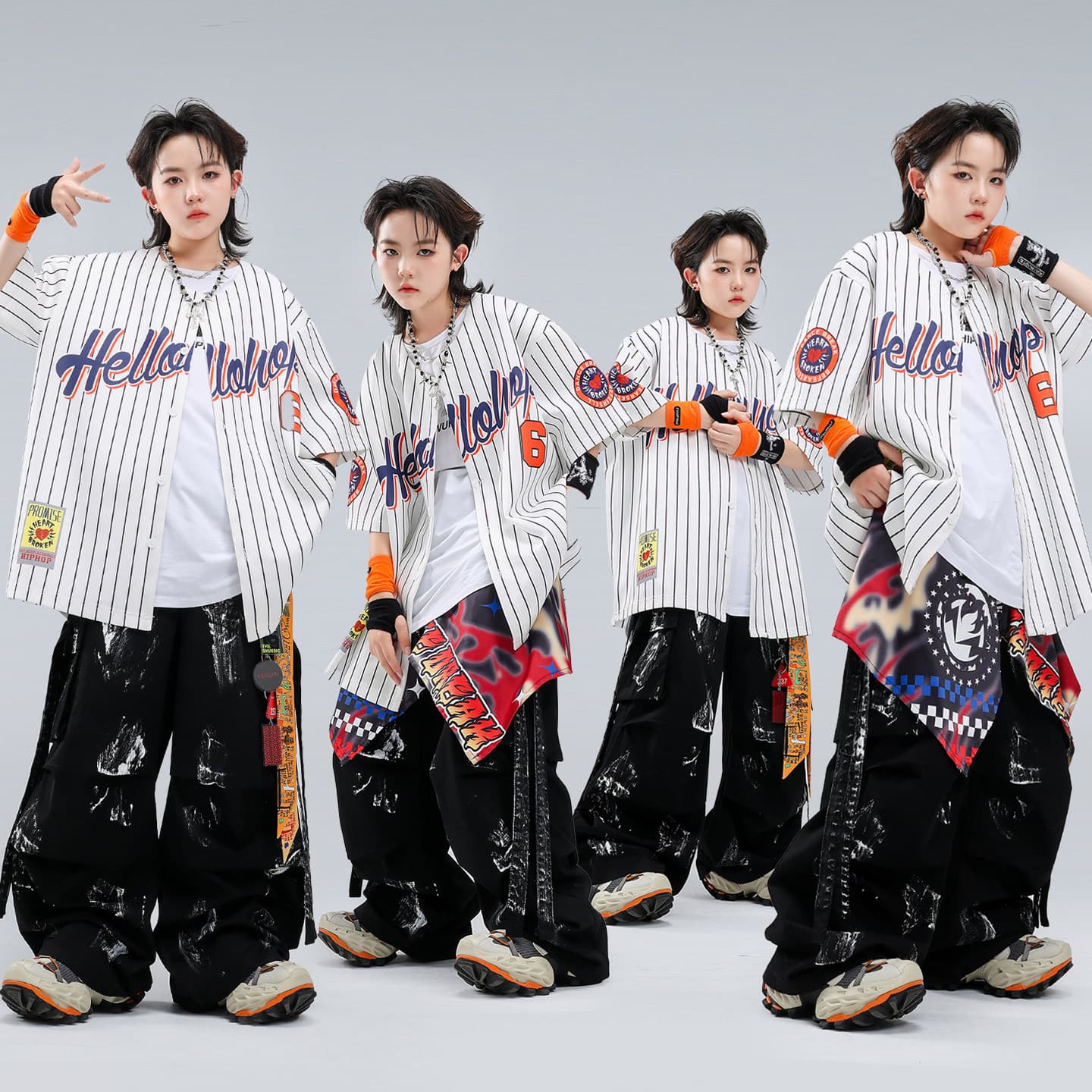 Hip Hop Kids Streetwear, Hip Hop Children's Drum Performance Outfit, Boys and Girls Stage Dance Costume, Street Style