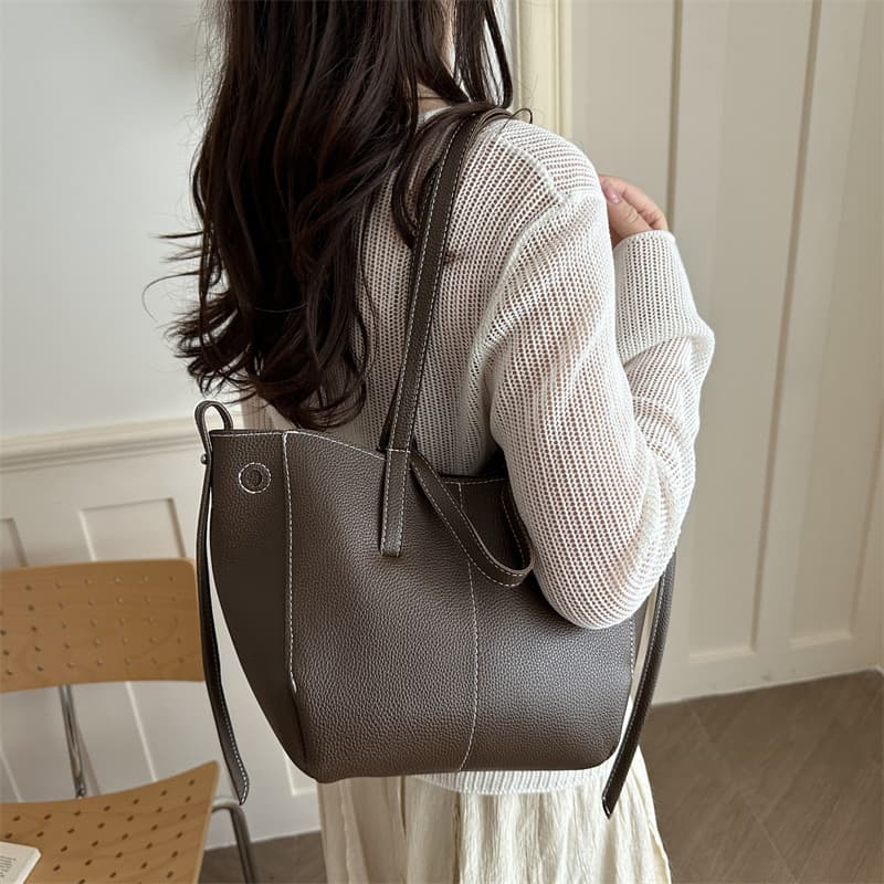 Chic Large Capacity Patchwork 2026 Spring Summer New High-End Texture Fashion Simple Versatile Shoulder Handbag Tote Bag