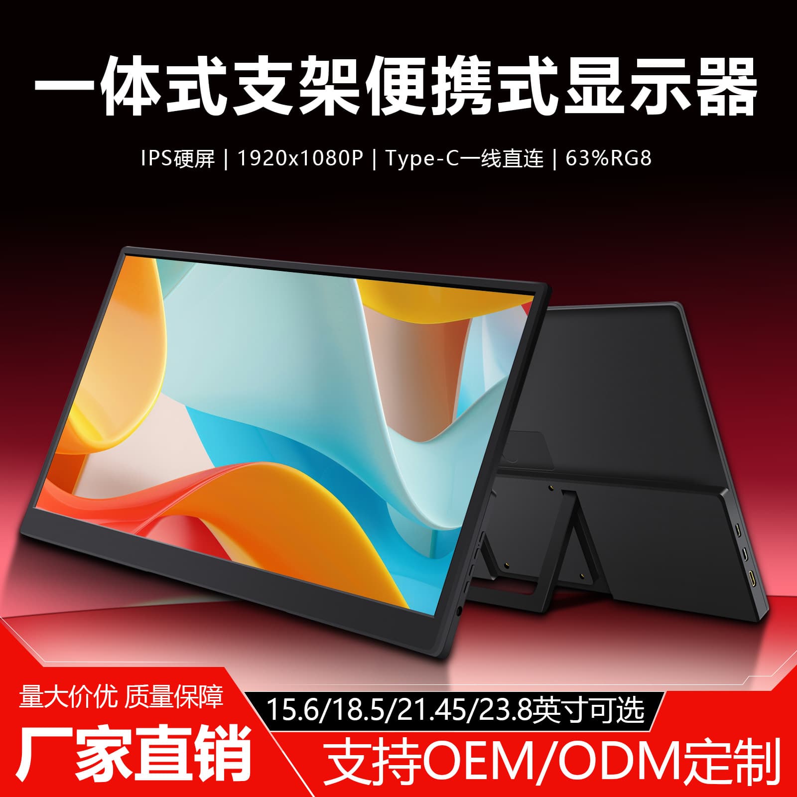 Portable Monitor 11.6/14/15.6 Inch Extended Screen for Laptop External Secondary Display Split Screen Touchscreen