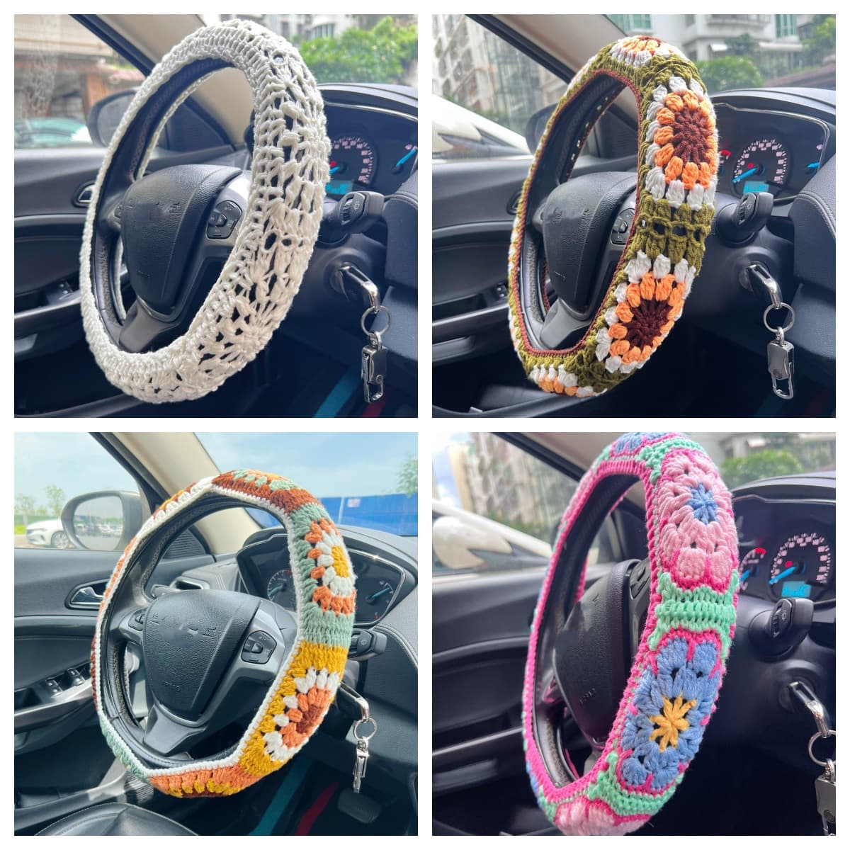 Universal Steering Wheel Cover Gerbera Daisy Style All-Season Car Steering Wheel Cover